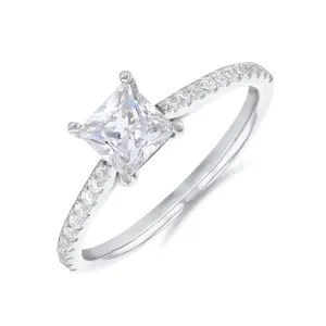 1.20ct Ophelia Shoulder Set Princess Cut Diamond Solitaire Engagement Ring | 18ct White Gold