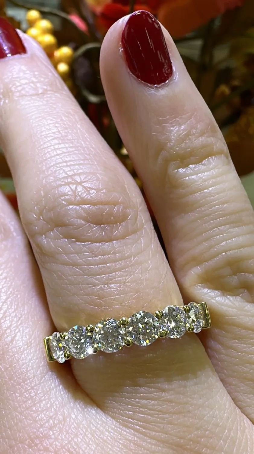 1.27ct tw Six Stone Diamond Eternity Anniversary Band Ring