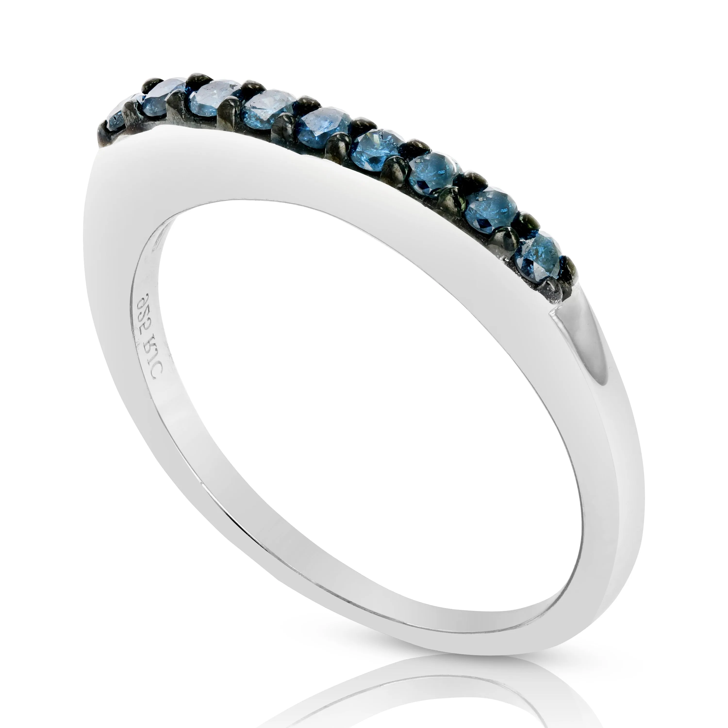 1/4 cttw Classic Blue Diamond Wedding Band in Sterling Silver