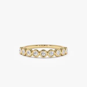 14k 9 Diamond Half Eternity Wedding Ring 0.55ctw