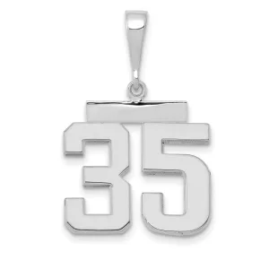 14k White Gold Polished Finish Medium Size Number 35 Charm Pendant