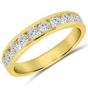 14K Yellow Gold 1ctw Round Diamond Eleven Stone Wedding Band