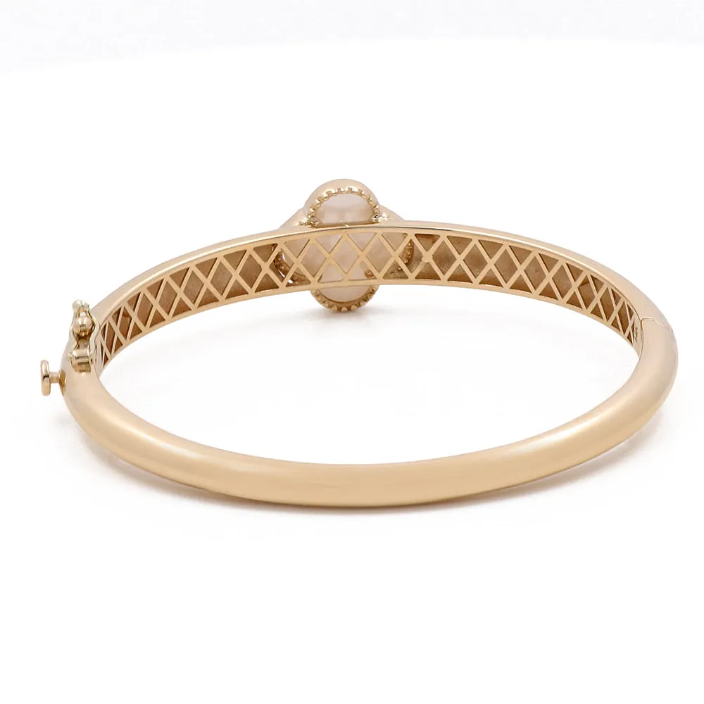 14K Yellow Gold Fashion Flower Women's Mother of Pearl Bracelet
