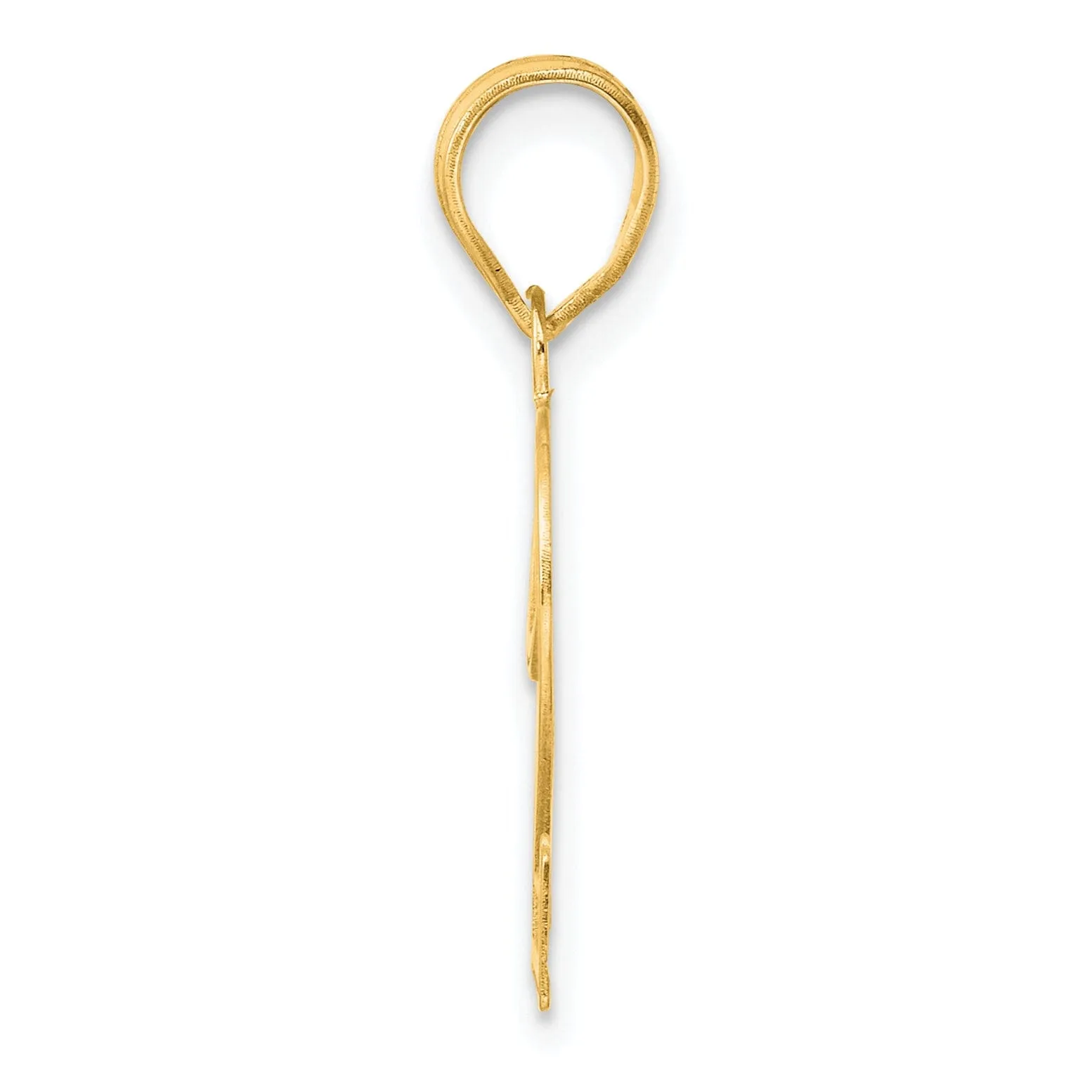 14k Yellow Gold Polished Etched Finish Number 22 Charm Pendant