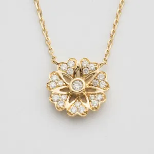 14KY 0.20CTW HEART PETAL FLOWER PENDANT
