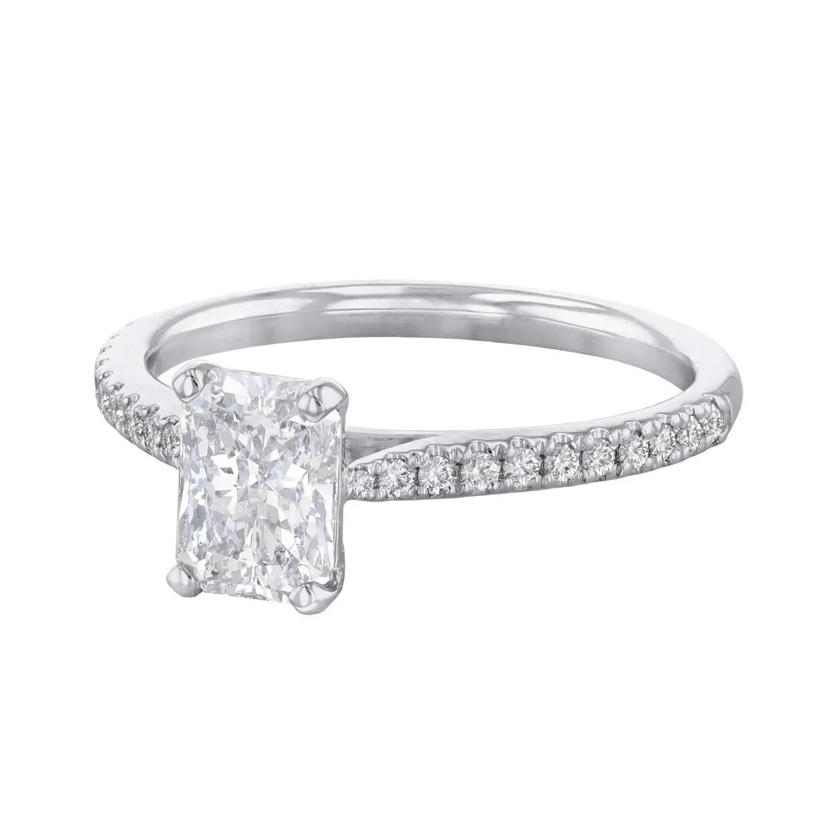 1.50ct Ophelia Shoulder Set Radiant Cut Diamond Solitaire Engagement Ring | Platinum