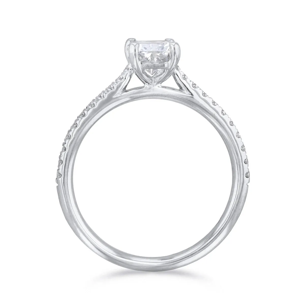 1.50ct Ophelia Shoulder Set Radiant Cut Diamond Solitaire Engagement Ring | Platinum