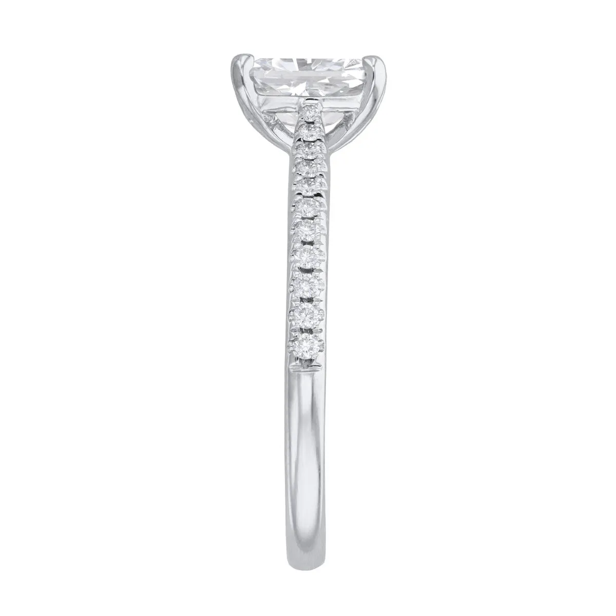 1.50ct Ophelia Shoulder Set Radiant Cut Diamond Solitaire Engagement Ring | Platinum