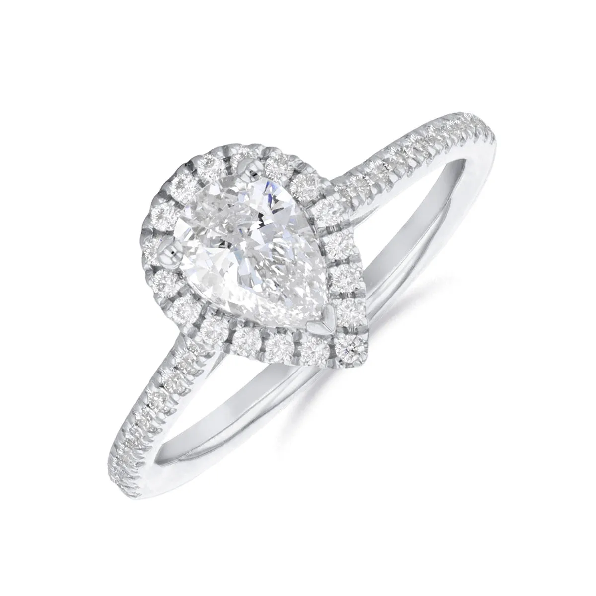 1.50ct Willow Pear Cut Diamond Solitaire Engagement Ring | 18ct White Gold