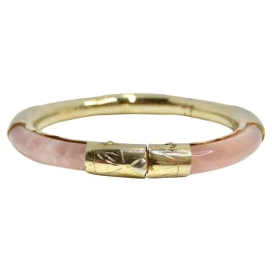 18K Gold Plated Pink Glass Cuff Bracelet