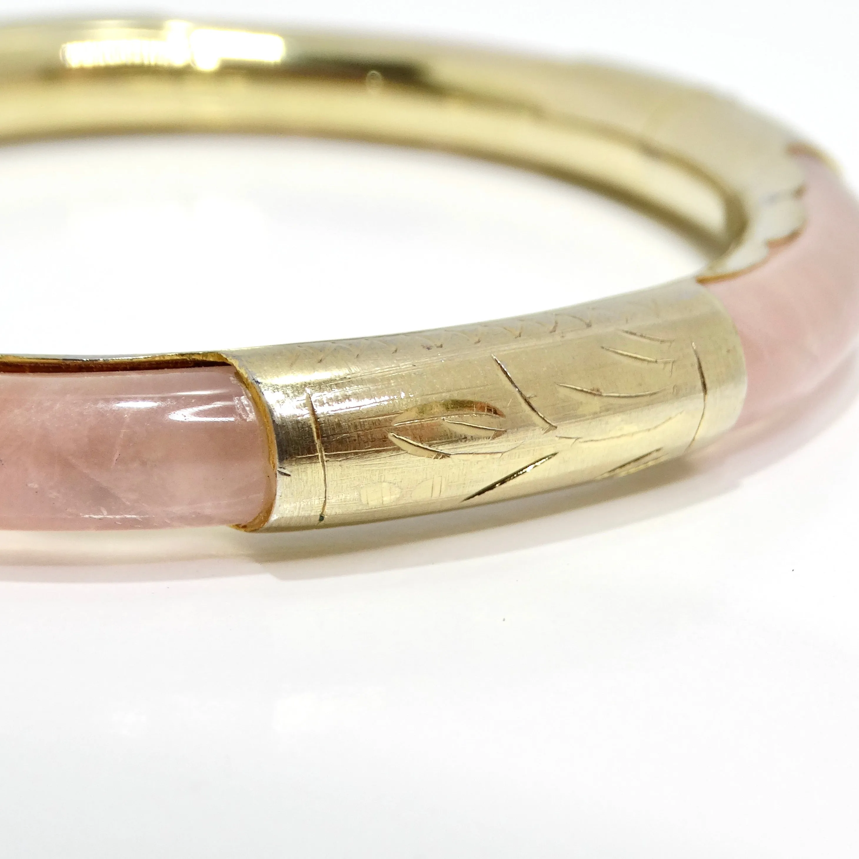 18K Gold Plated Pink Glass Cuff Bracelet