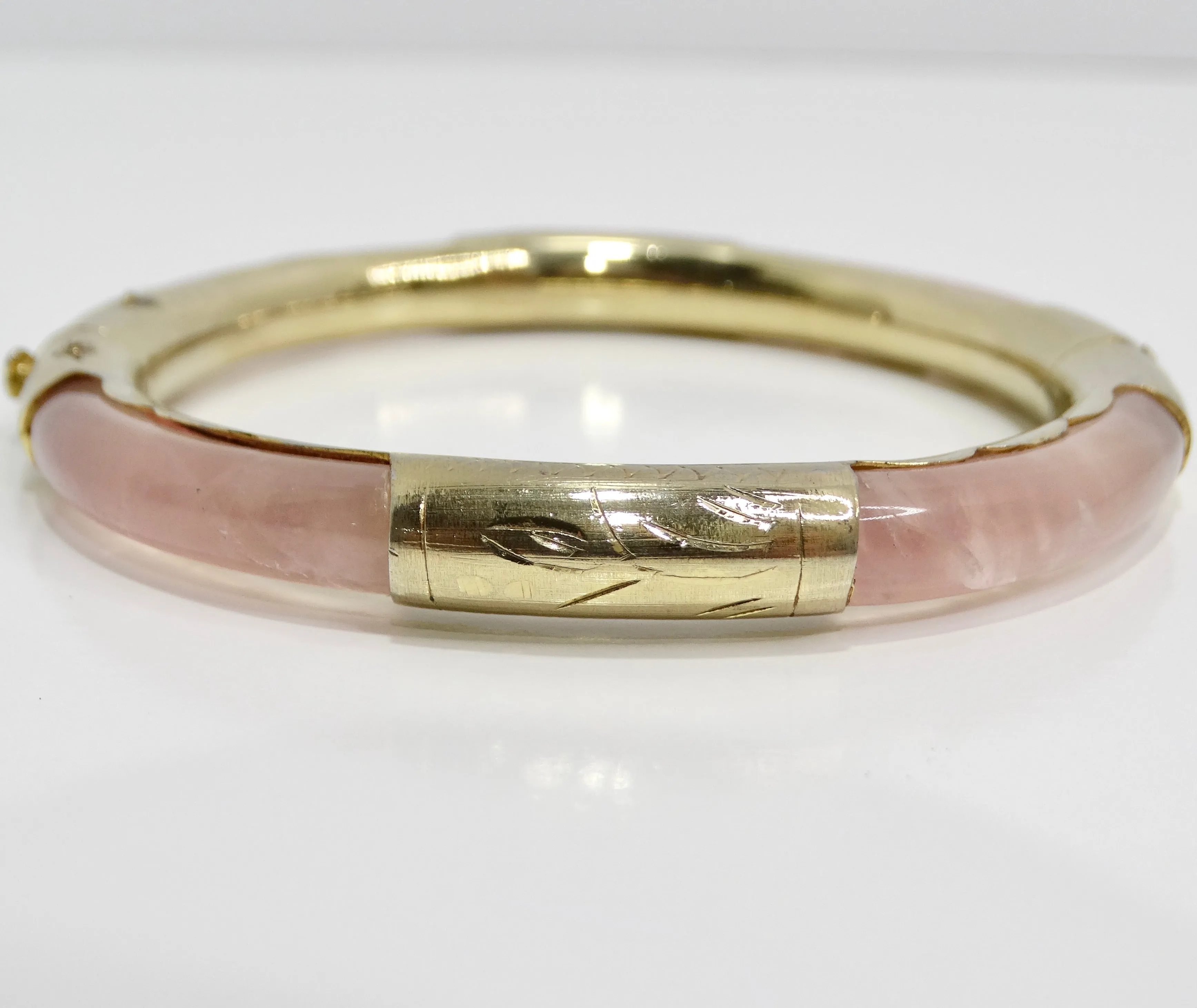 18K Gold Plated Pink Glass Cuff Bracelet