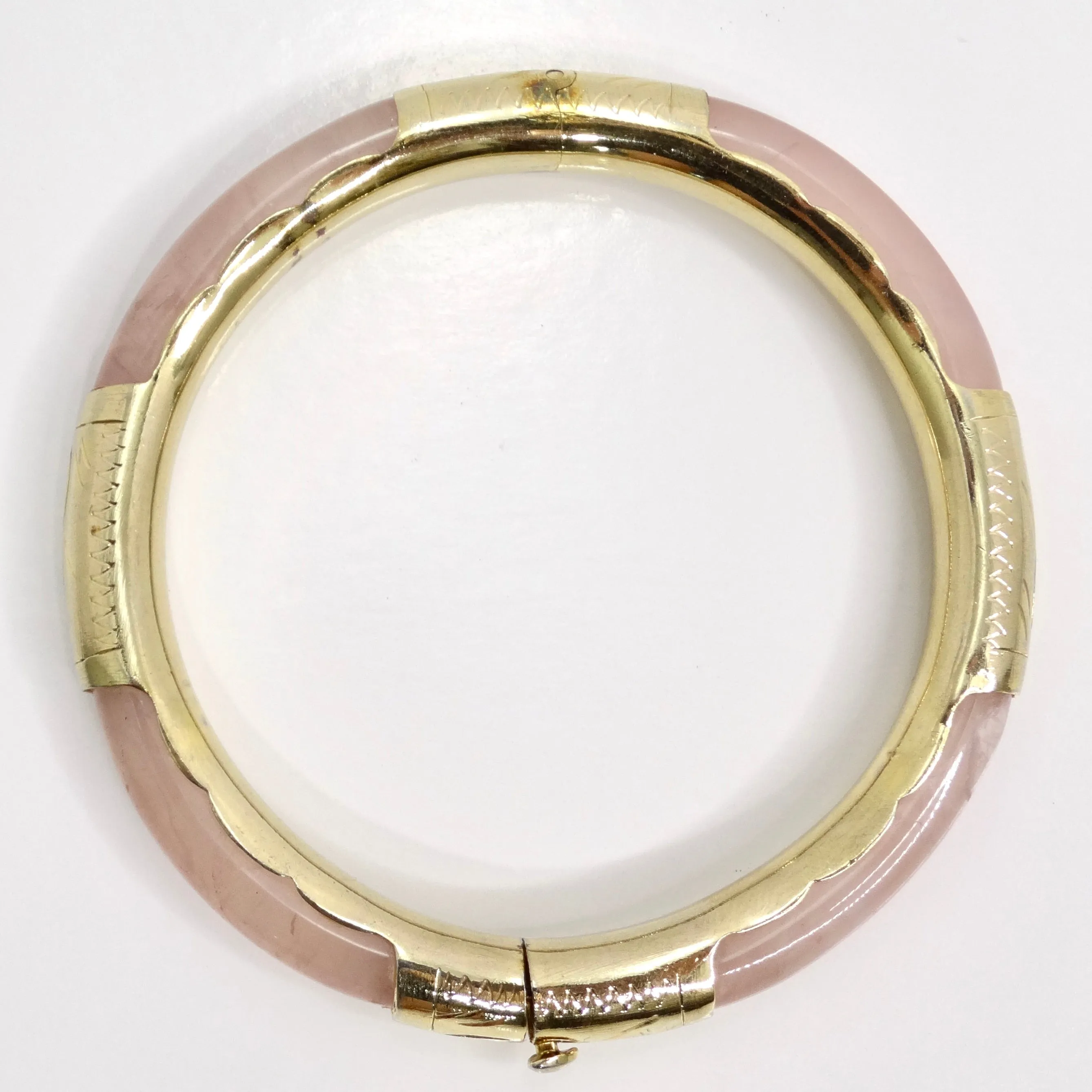 18K Gold Plated Pink Glass Cuff Bracelet