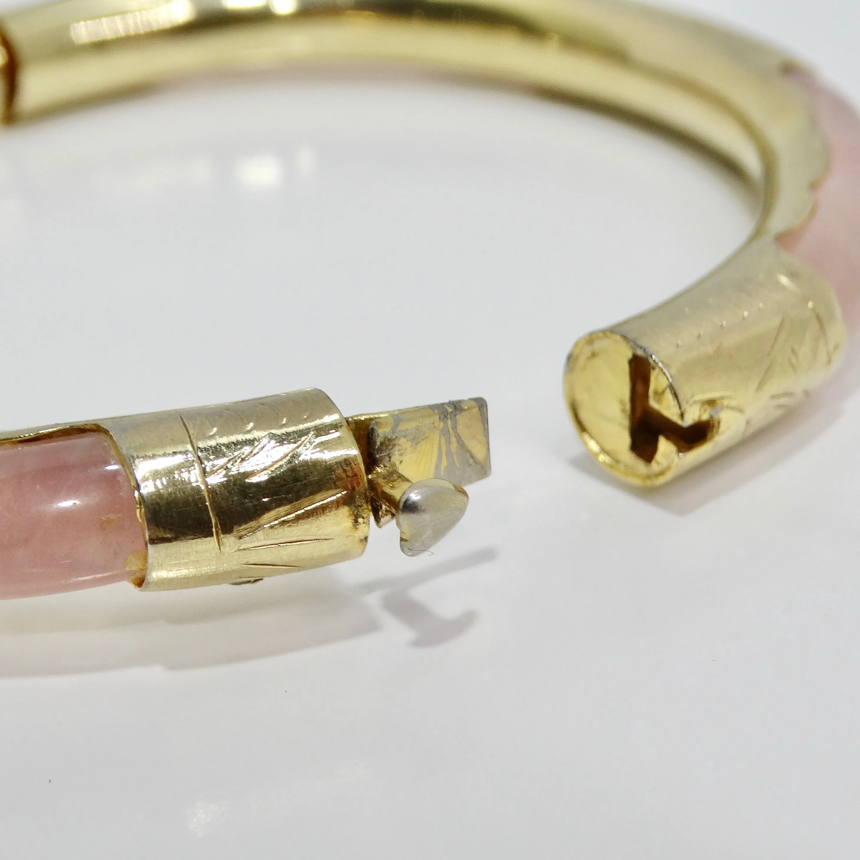 18K Gold Plated Pink Glass Cuff Bracelet
