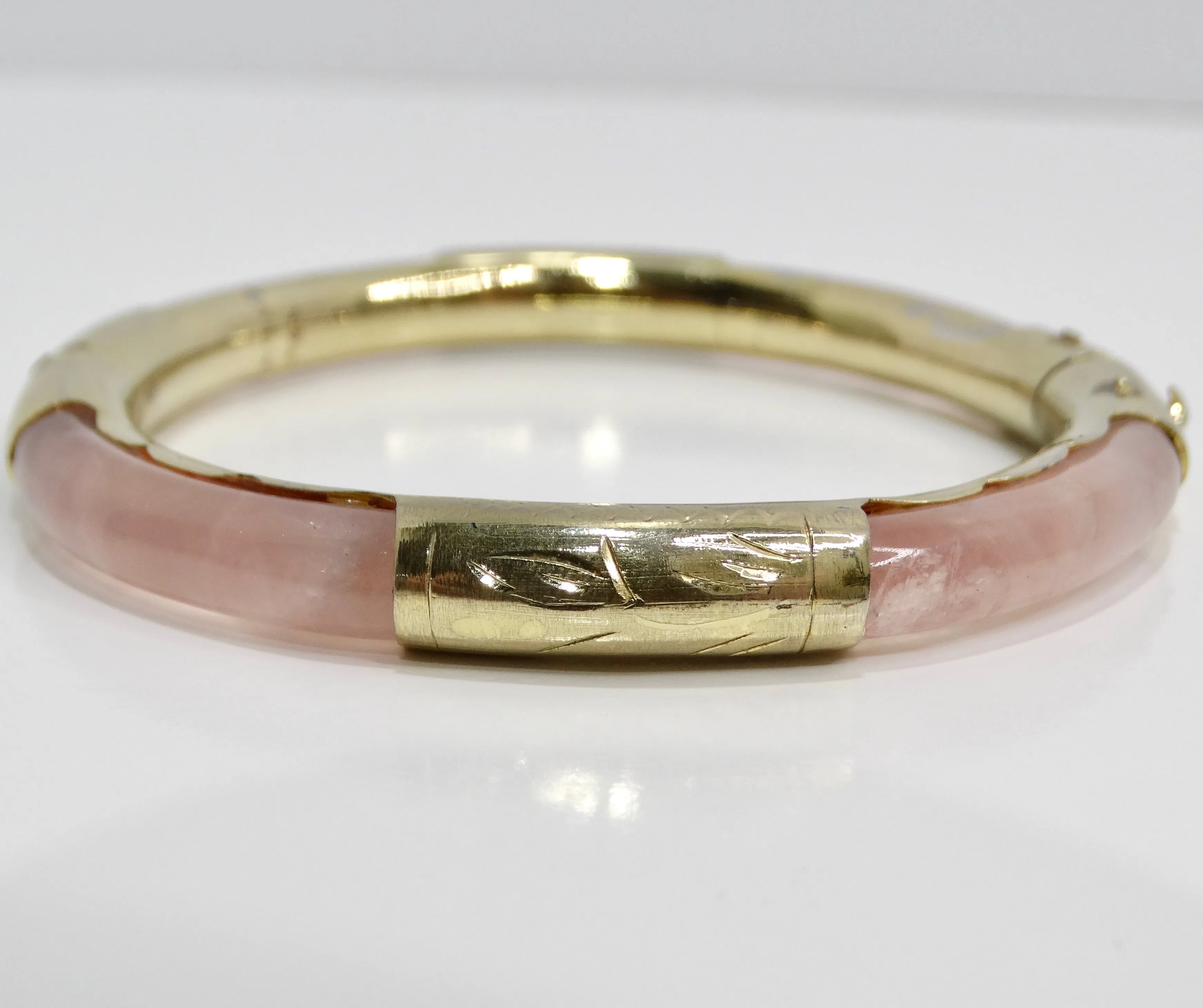 18K Gold Plated Pink Glass Cuff Bracelet