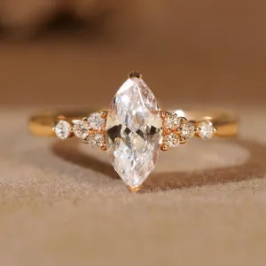 18k Marquise Cut Diamond Simple Design Engagement Ring