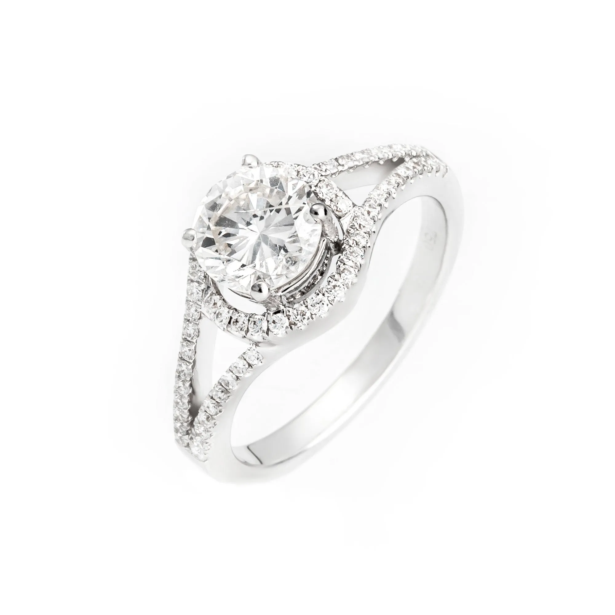 18K White Gold Tdw. 1.85CT Diamond Engagement Ring - 20697358