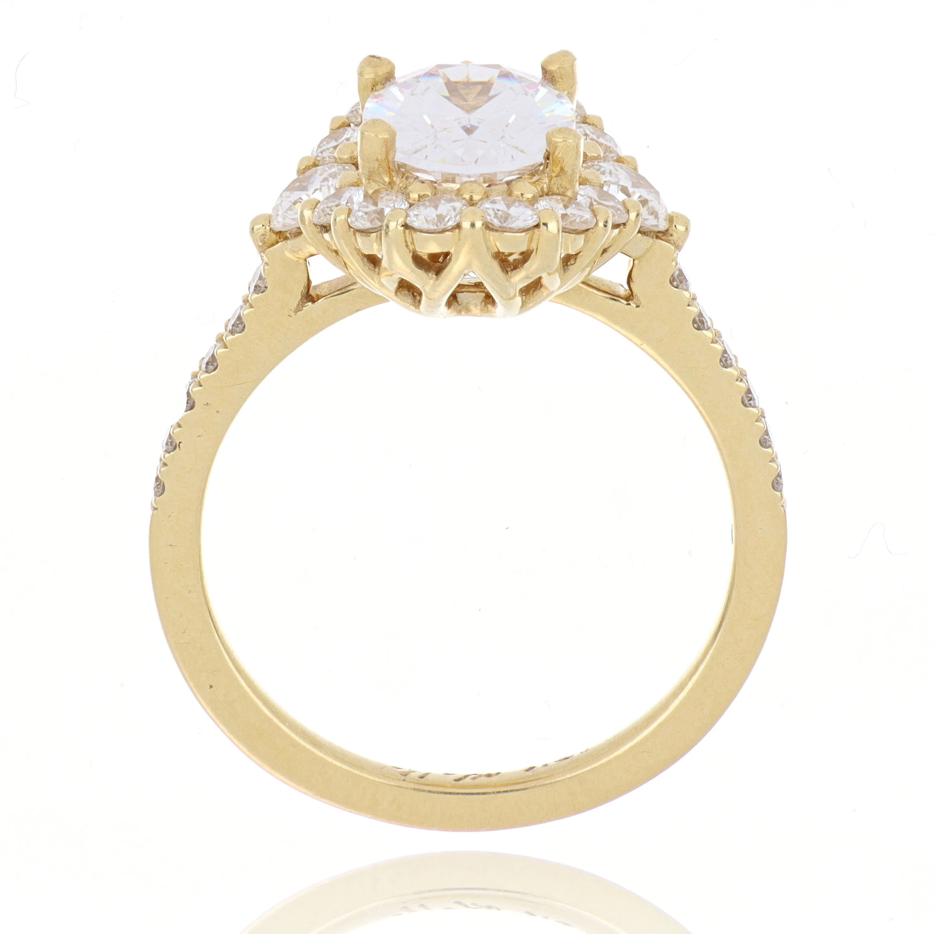 18k Yellow Gold Diamond Accented Halo Engagement Semi-Mount