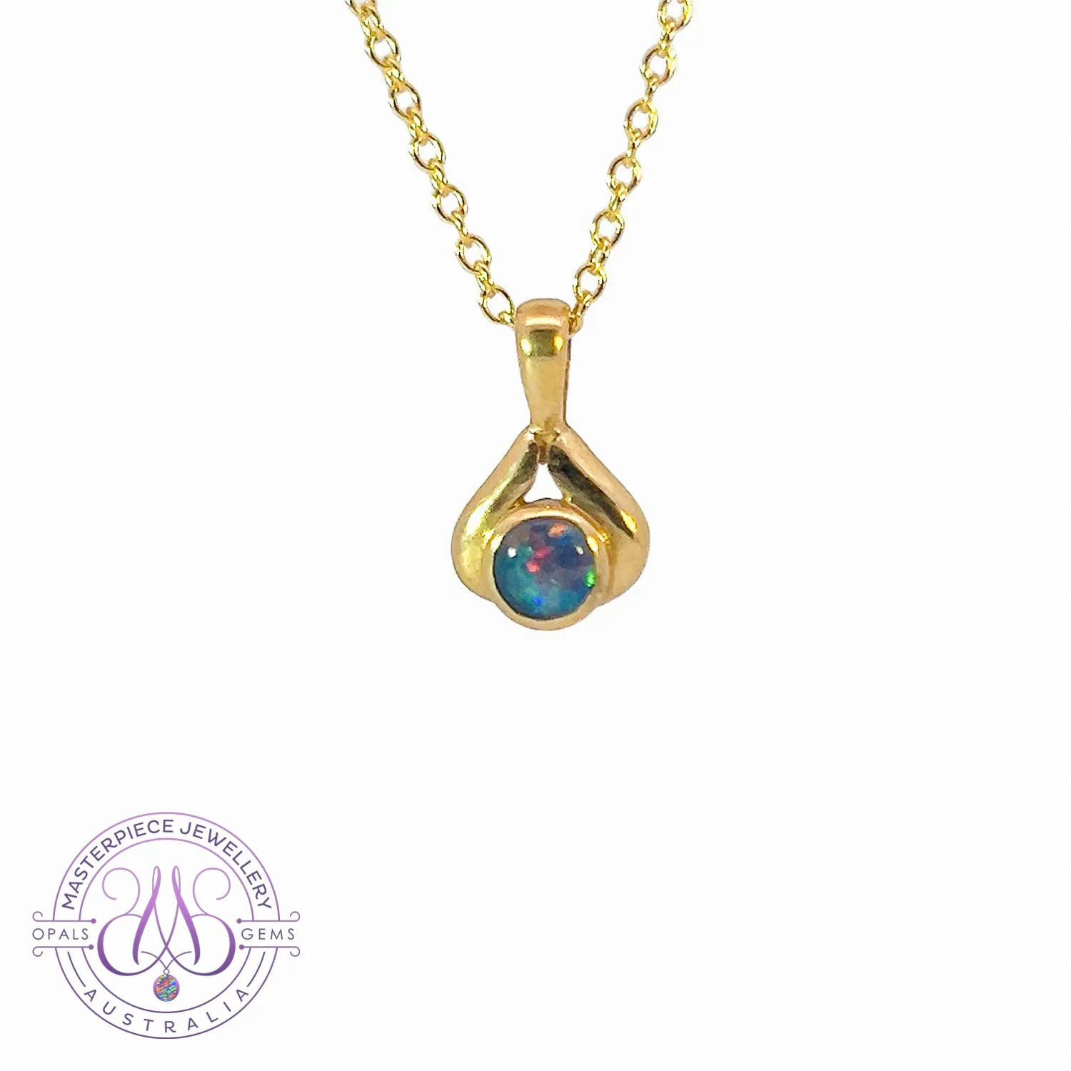 18kt Yellow Gold 3.5mm Opal pendant