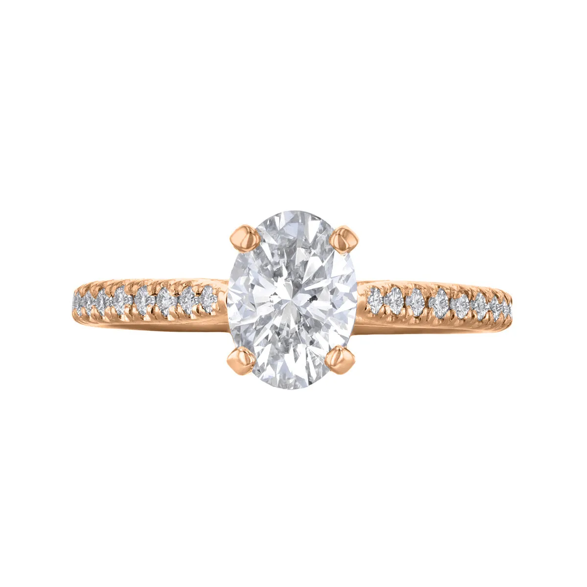 2.00ct Ophelia Shoulder Set Oval Cut Diamond Solitaire Engagement Ring | 18ct Rose Gold