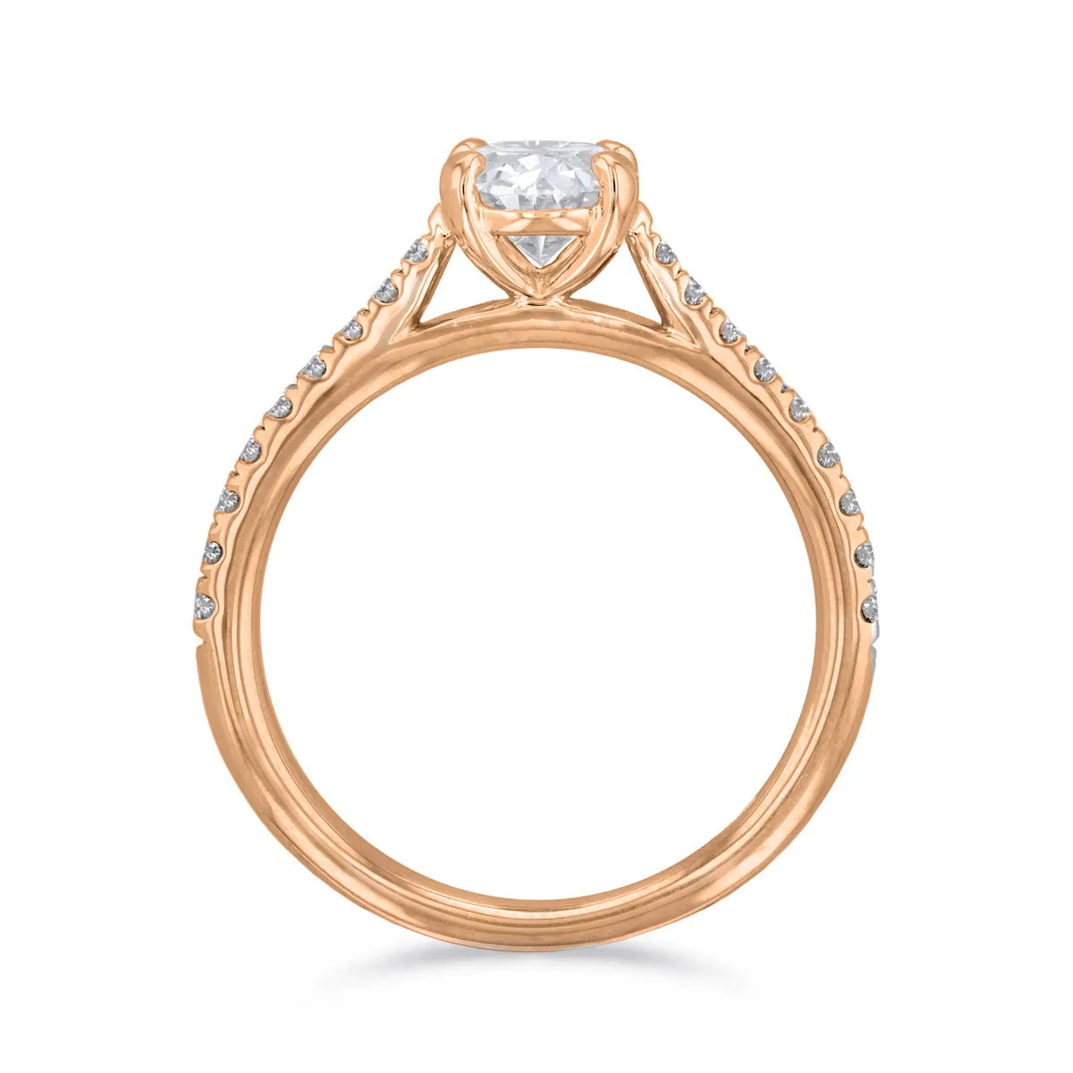 2.00ct Ophelia Shoulder Set Oval Cut Diamond Solitaire Engagement Ring | 18ct Rose Gold