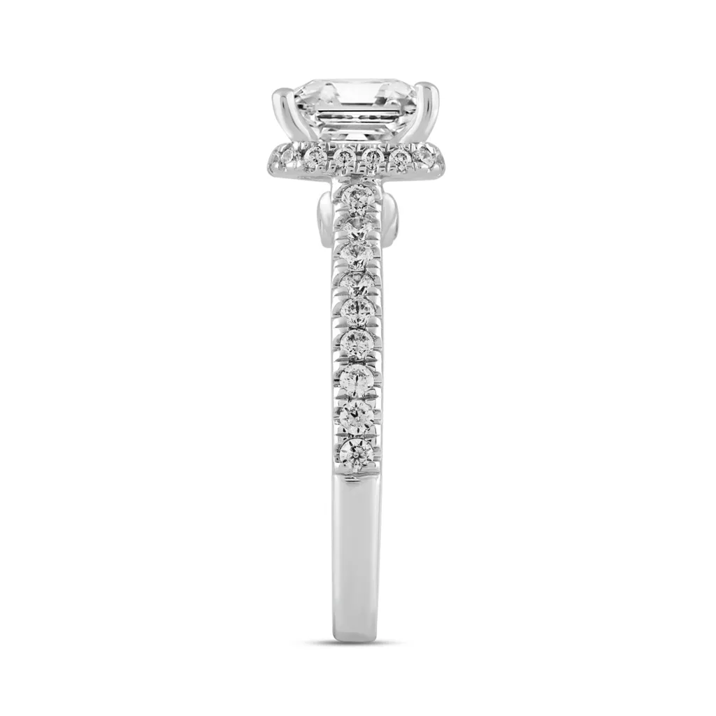 2.50 Carat Lab-Grown Princess Cut Diamond Engagement Ring | 14K White Gold | Halo Style
