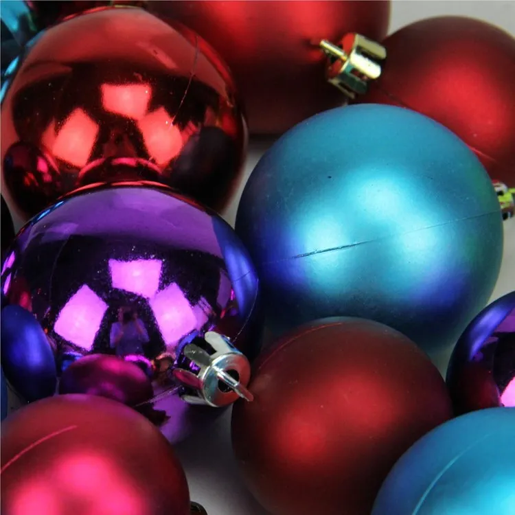 2" Purple and Green Shatterproof Two-Finish Ball Christmas Ornaments Set of 50