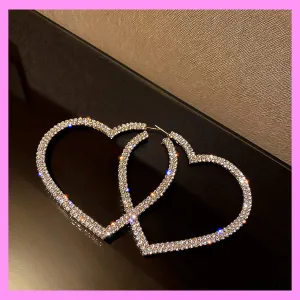 【6-44#】 Heart Hoop Earrings for female fashion daily engagement wedding anniversary birthday present