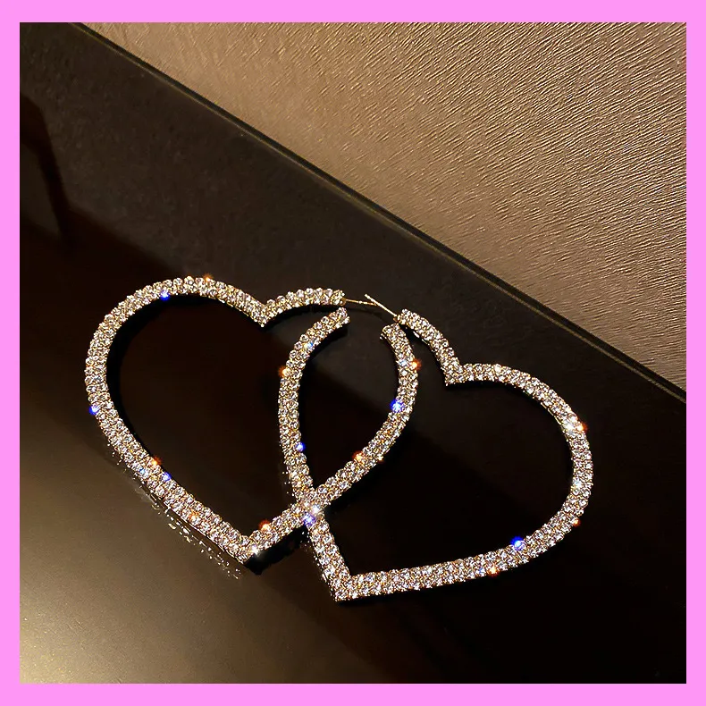 【6-44#】 Heart Hoop Earrings for female fashion daily engagement wedding anniversary birthday present
