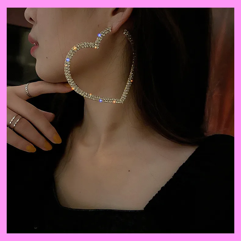 【6-44#】 Heart Hoop Earrings for female fashion daily engagement wedding anniversary birthday present