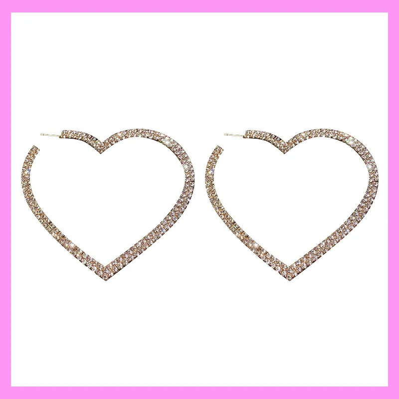 【6-44#】 Heart Hoop Earrings for female fashion daily engagement wedding anniversary birthday present