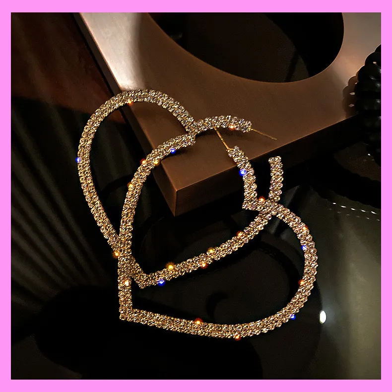 【6-44#】 Heart Hoop Earrings for female fashion daily engagement wedding anniversary birthday present