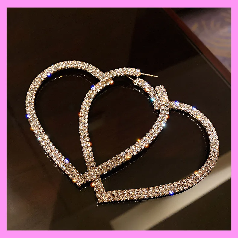 【6-44#】 Heart Hoop Earrings for female fashion daily engagement wedding anniversary birthday present
