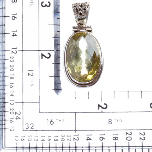 925 Sterling Silver Natural Gemstones Citrine Pendant FJSVP2066