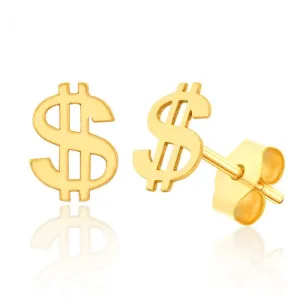 9ct Yellow Gold Dollar Sign Stud Earring