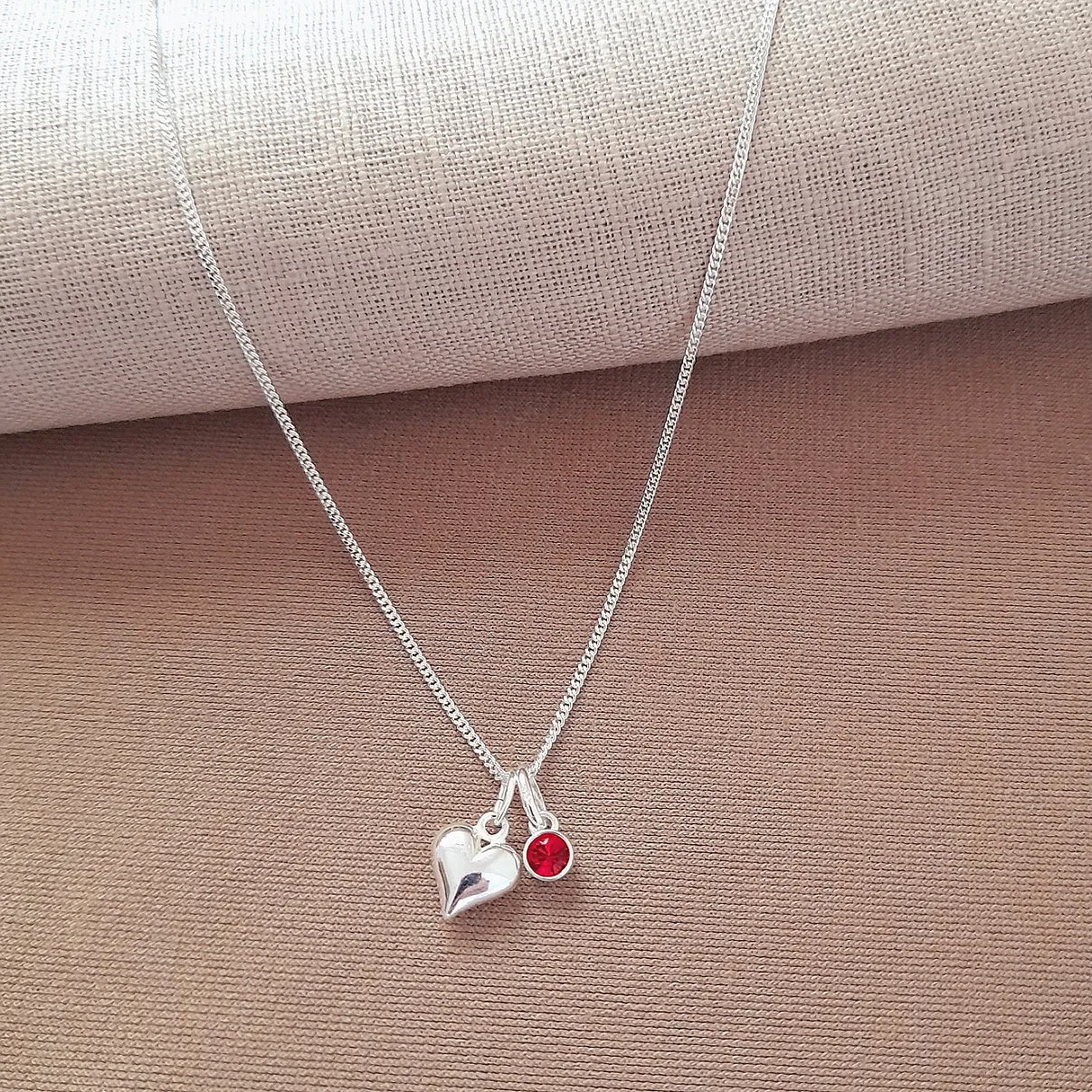 A Charmed Heart Birthstone Necklace Sterling Silver 925, Personalised Jewellery