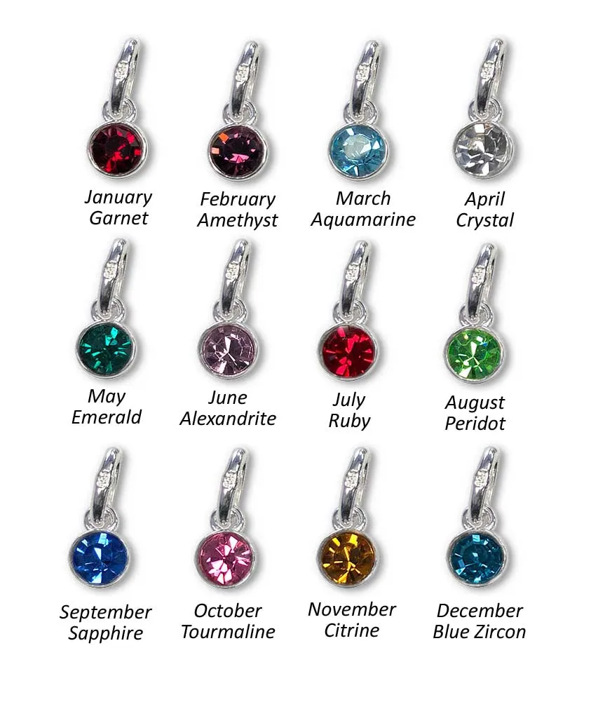 A Charmed Heart Birthstone Necklace Sterling Silver 925, Personalised Jewellery
