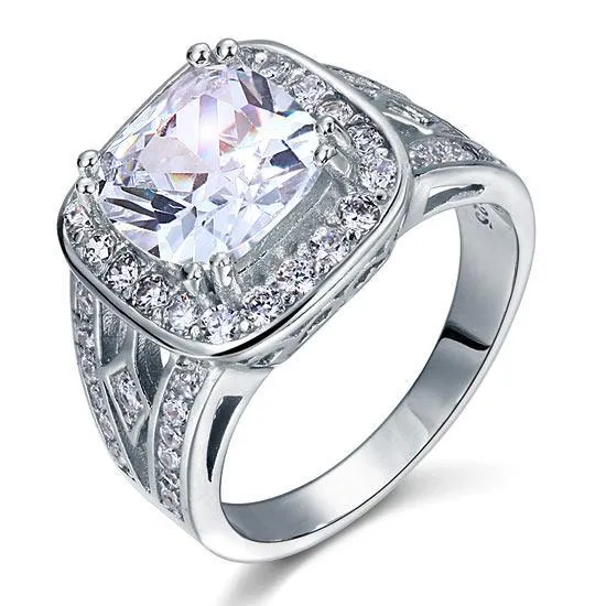 Art Deco 4.0 ct Cushion-Cut Diamond Engagement Ring
