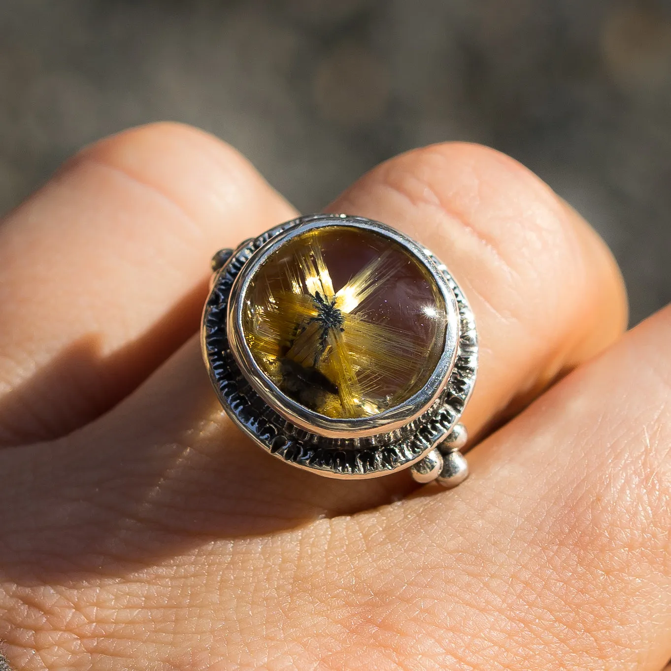 AVAILABLE PRE-ORDER- Star Rutile Quartz Ring- Sz 7