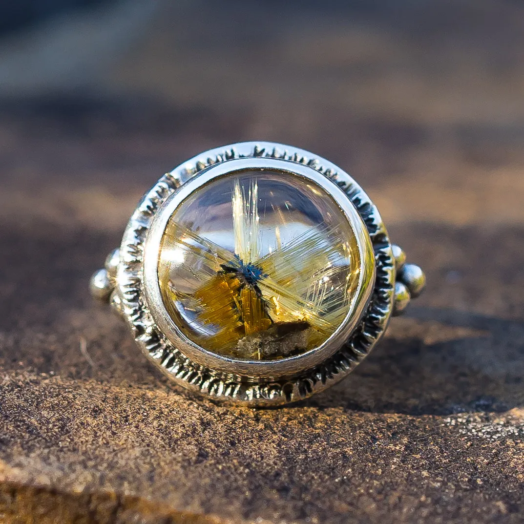 AVAILABLE PRE-ORDER- Star Rutile Quartz Ring- Sz 7