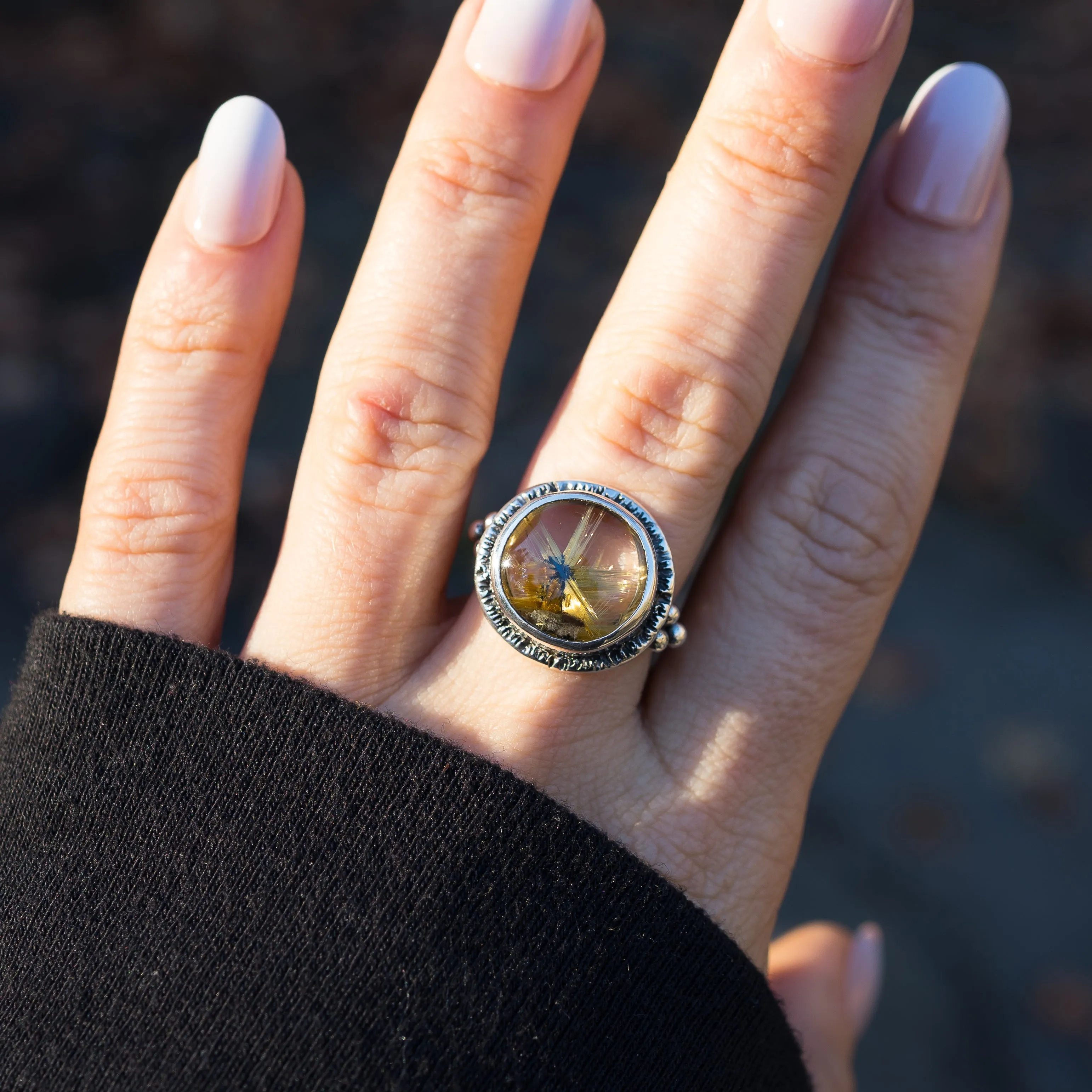 AVAILABLE PRE-ORDER- Star Rutile Quartz Ring- Sz 7