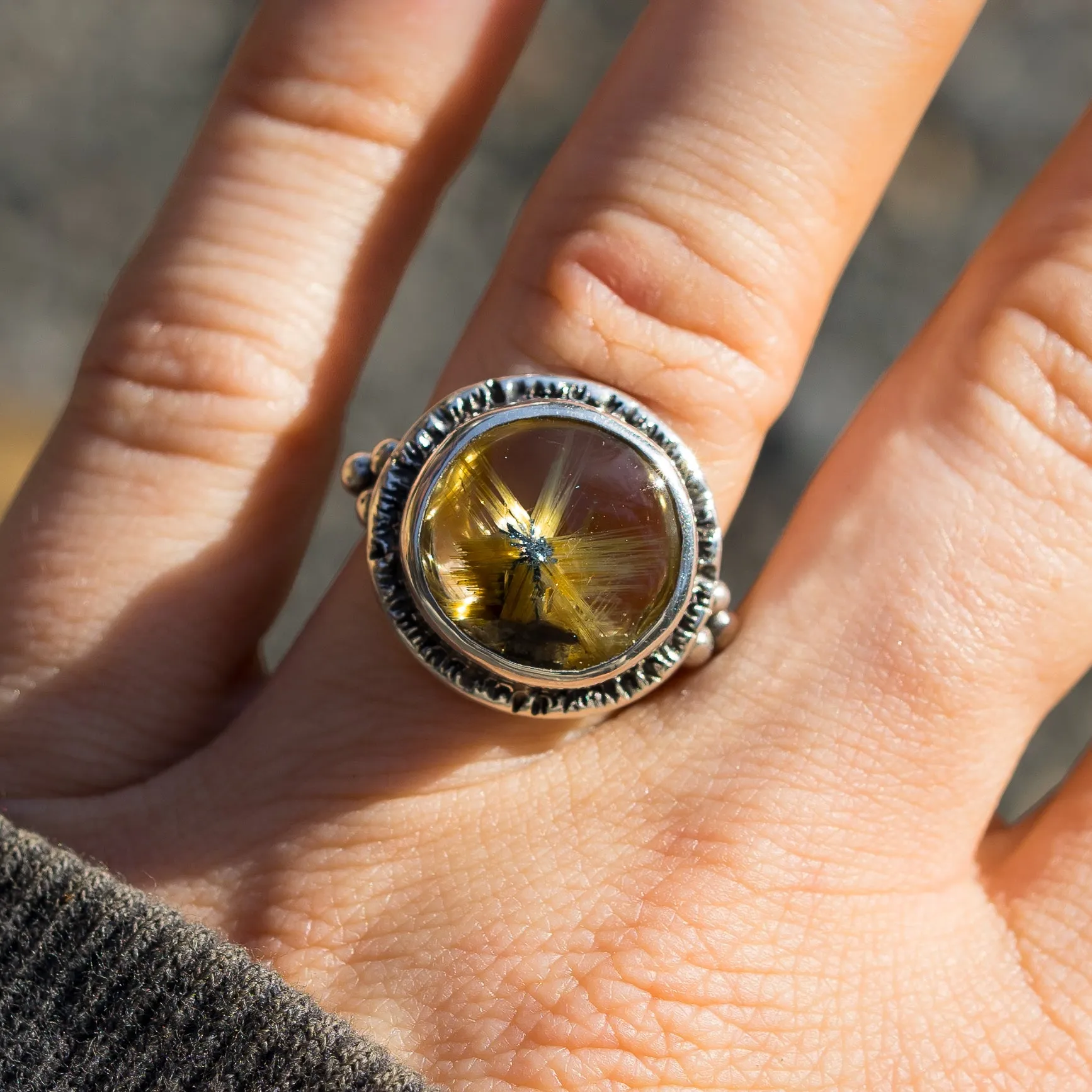 AVAILABLE PRE-ORDER- Star Rutile Quartz Ring- Sz 7