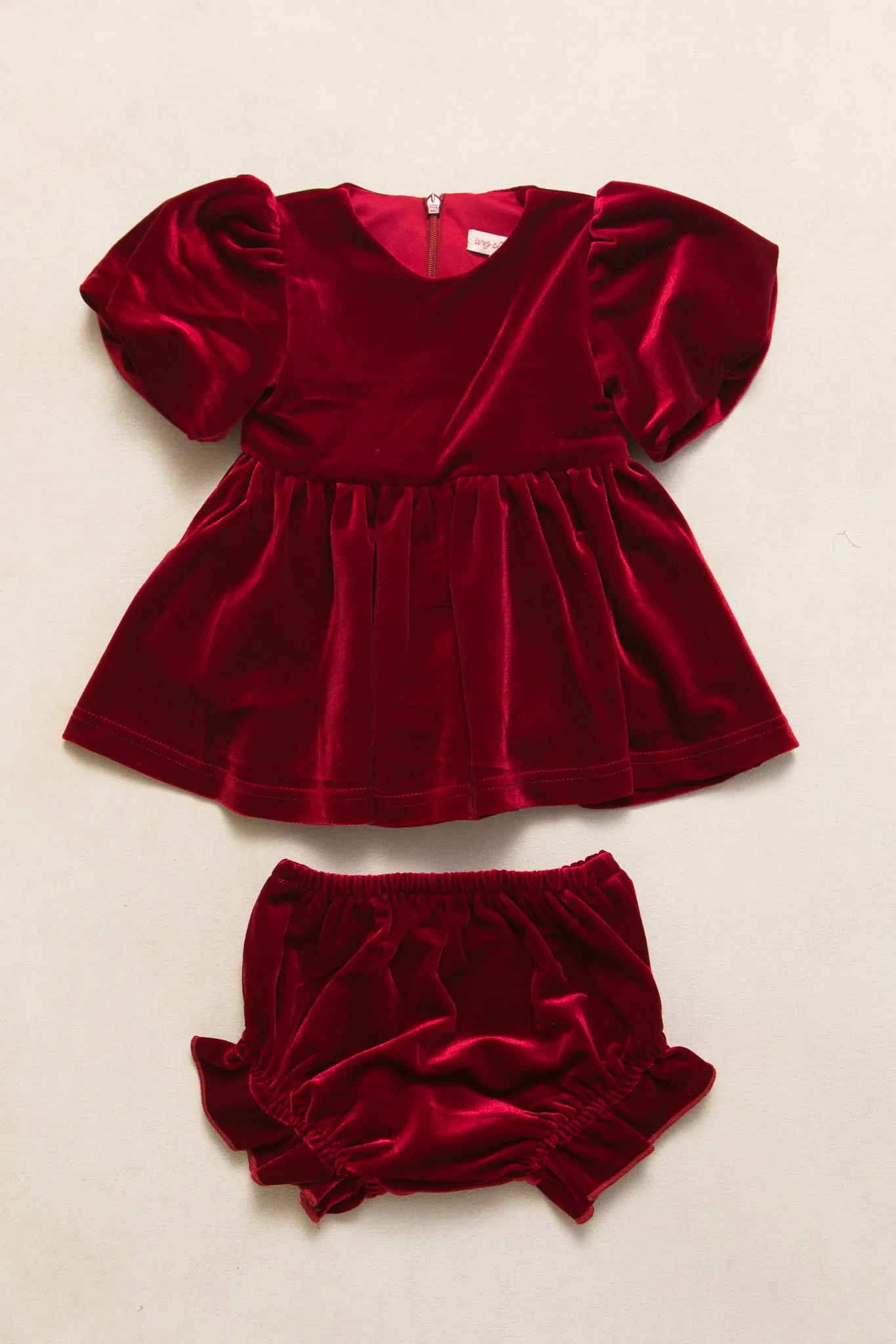 Baby Enamored Dress Set in Red Velvet - FINAL SALE