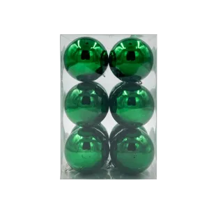 Bauble Shiny Green 70mm - 12 Pack