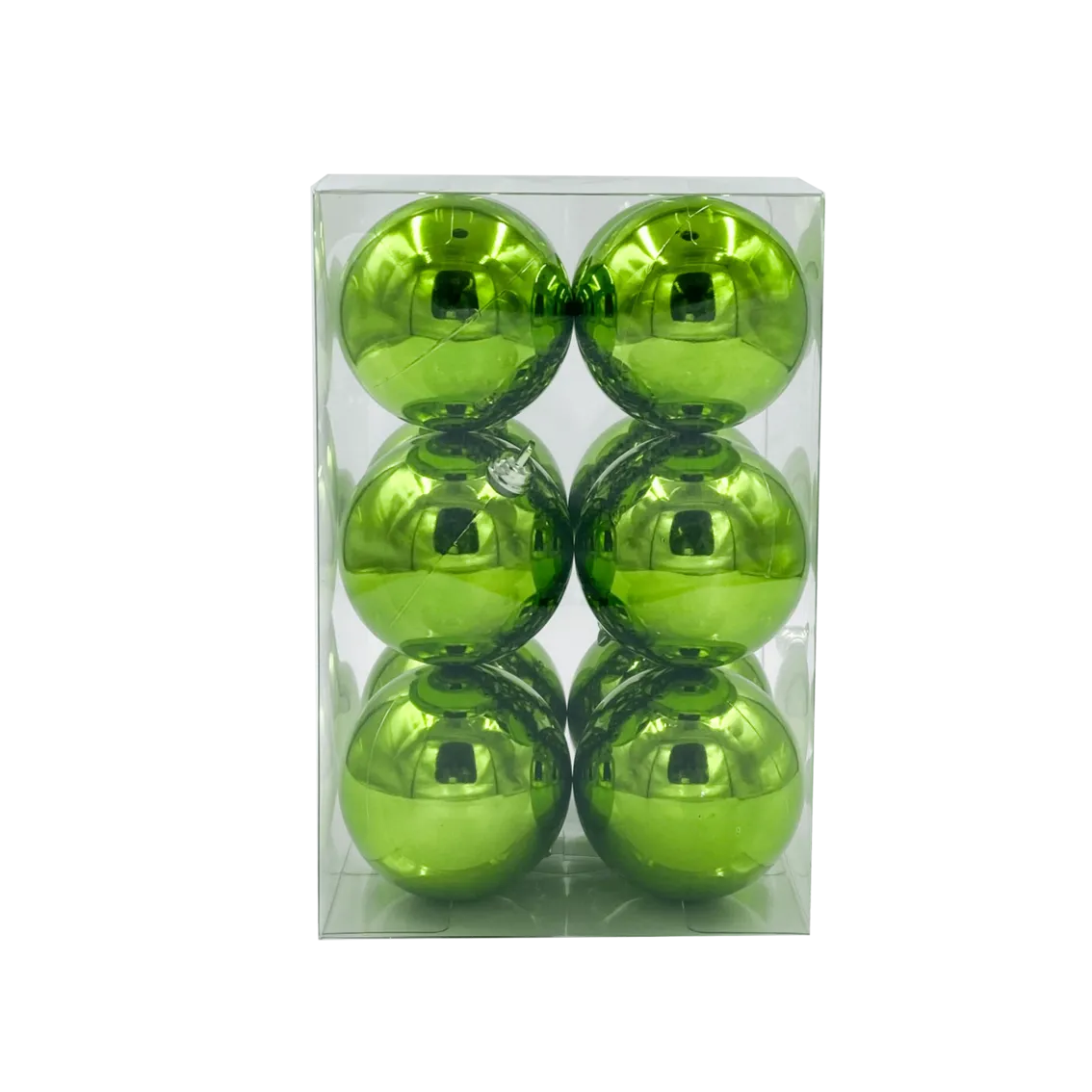 Bauble Shiny Lime Green 70mm - 12 Pack