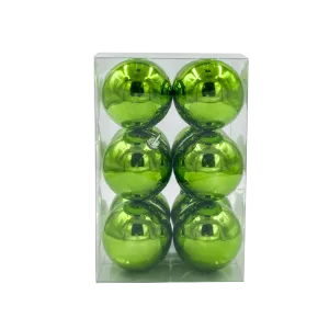 Bauble Shiny Lime Green 70mm - 12 Pack