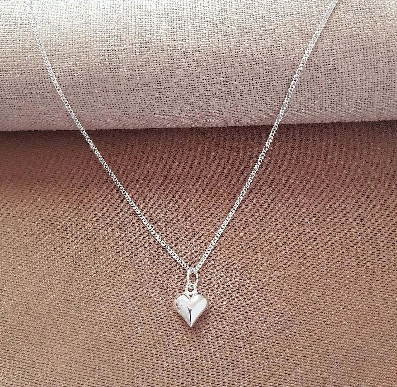 Best Teacher Gift, Puffy Heart Necklace in Sterling Silver 925, Personalised Jewellery Gift