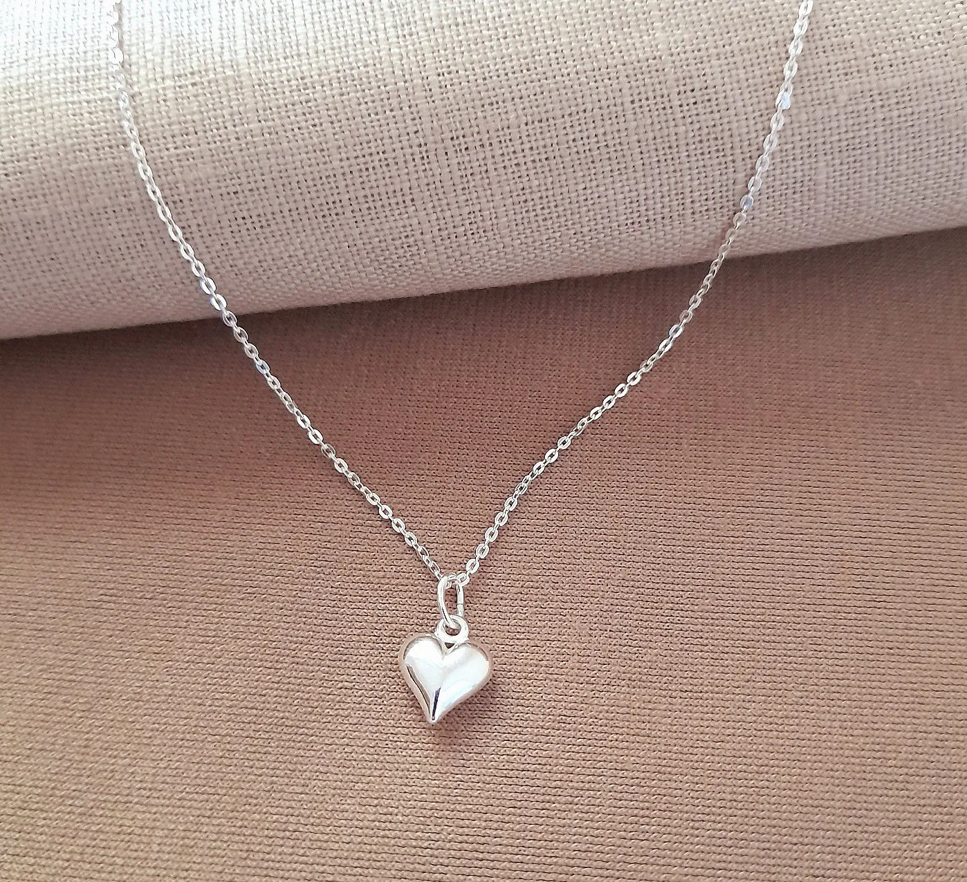 Best Teacher Gift, Puffy Heart Necklace in Sterling Silver 925, Personalised Jewellery Gift