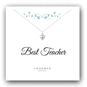 Best Teacher Gift, Puffy Heart Necklace in Sterling Silver 925, Personalised Jewellery Gift