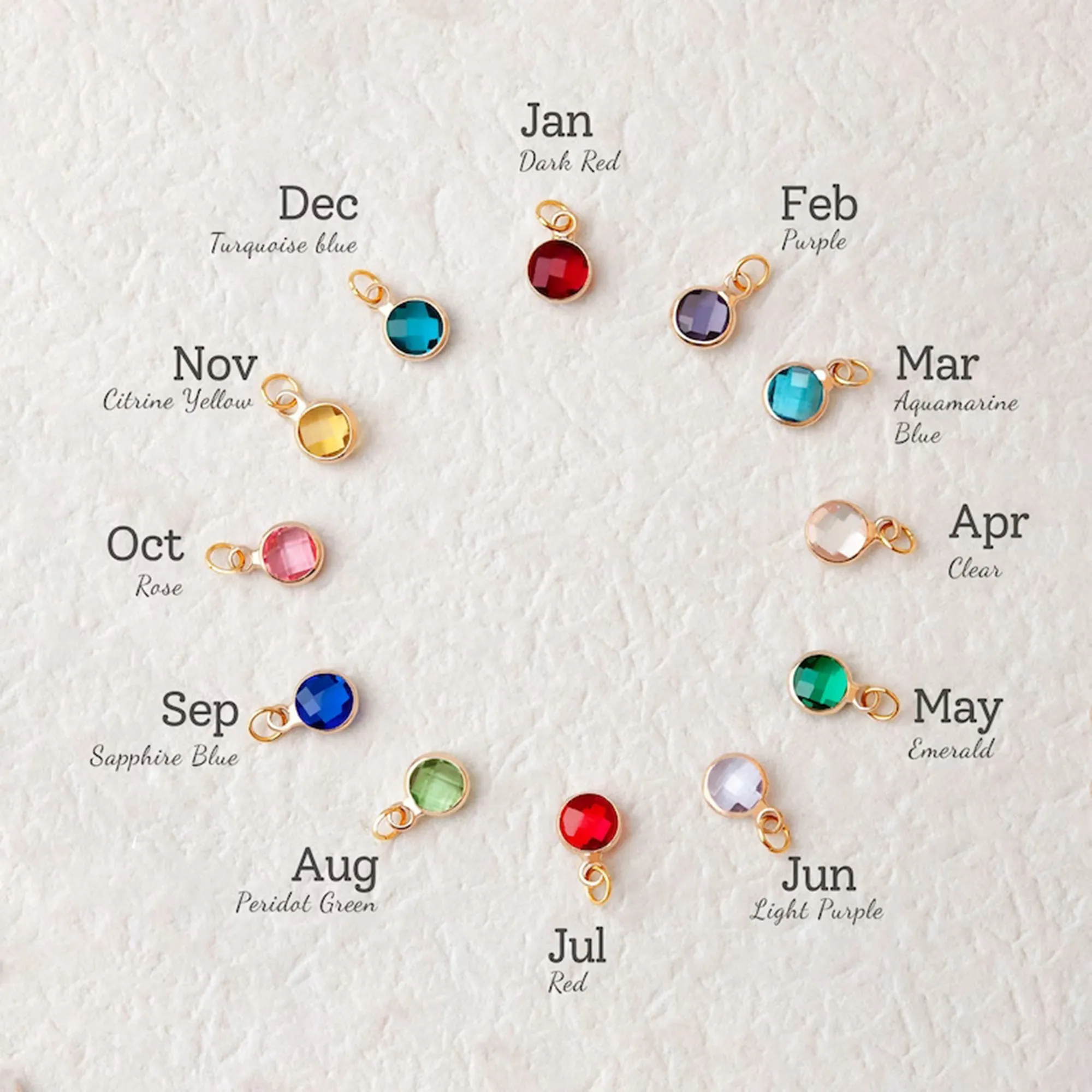 Birth Flower and Text Birthstone Charm Bracelet